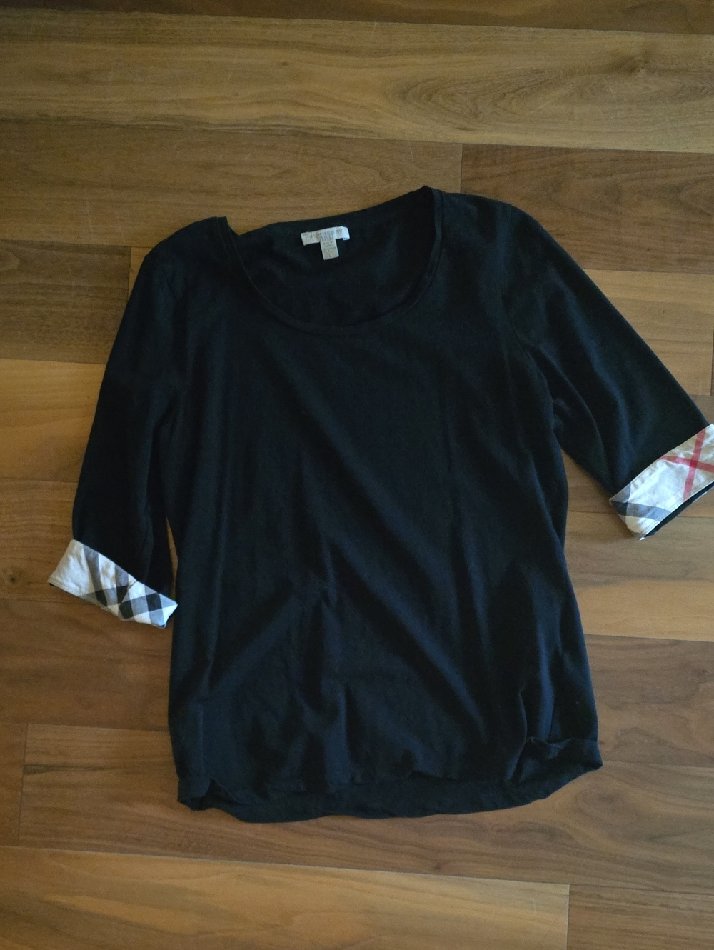 Burberry Black Crewneck Top with Signature Neck Tag